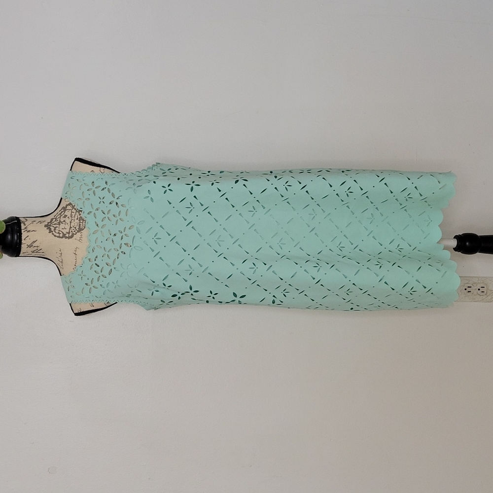 J Crew sz 12 mint green Lazer Cut outs Sleeveless Dress